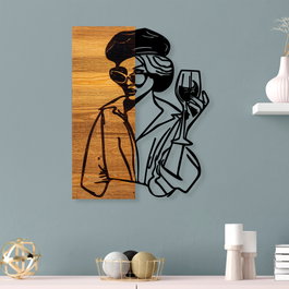 Wallity Woman 2 - Accesorio decorativo de pared en madera y metal